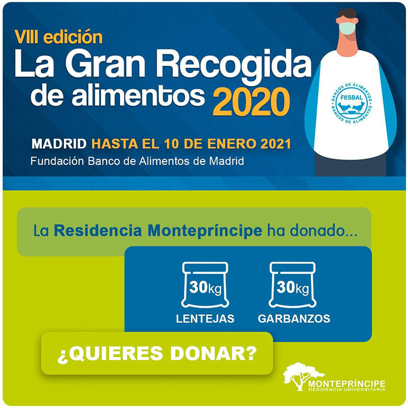 La Residencia Montepríncipe colabora con la recogida de alimentos 2020