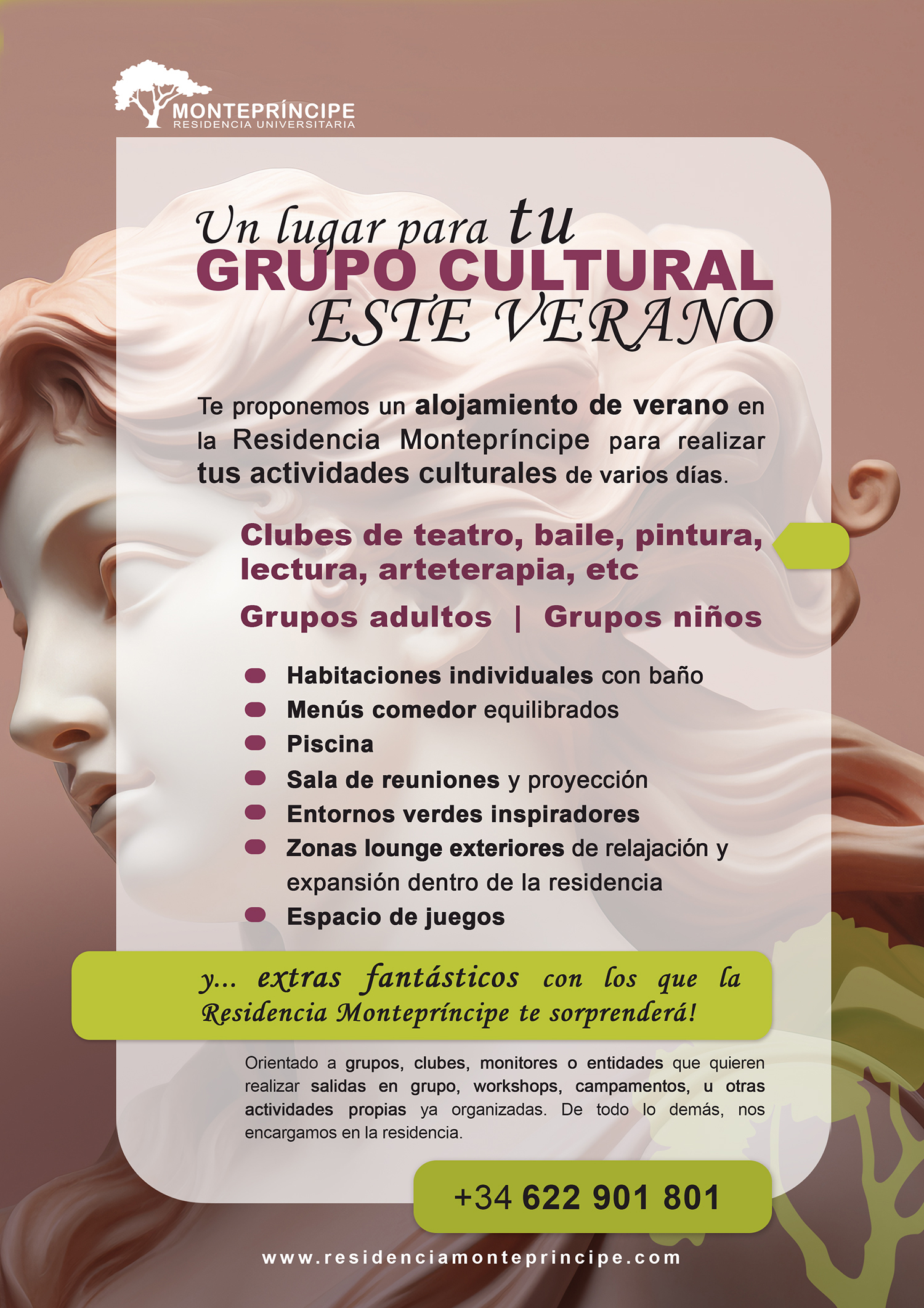 Alojamiento para grupos culturales en Verano
